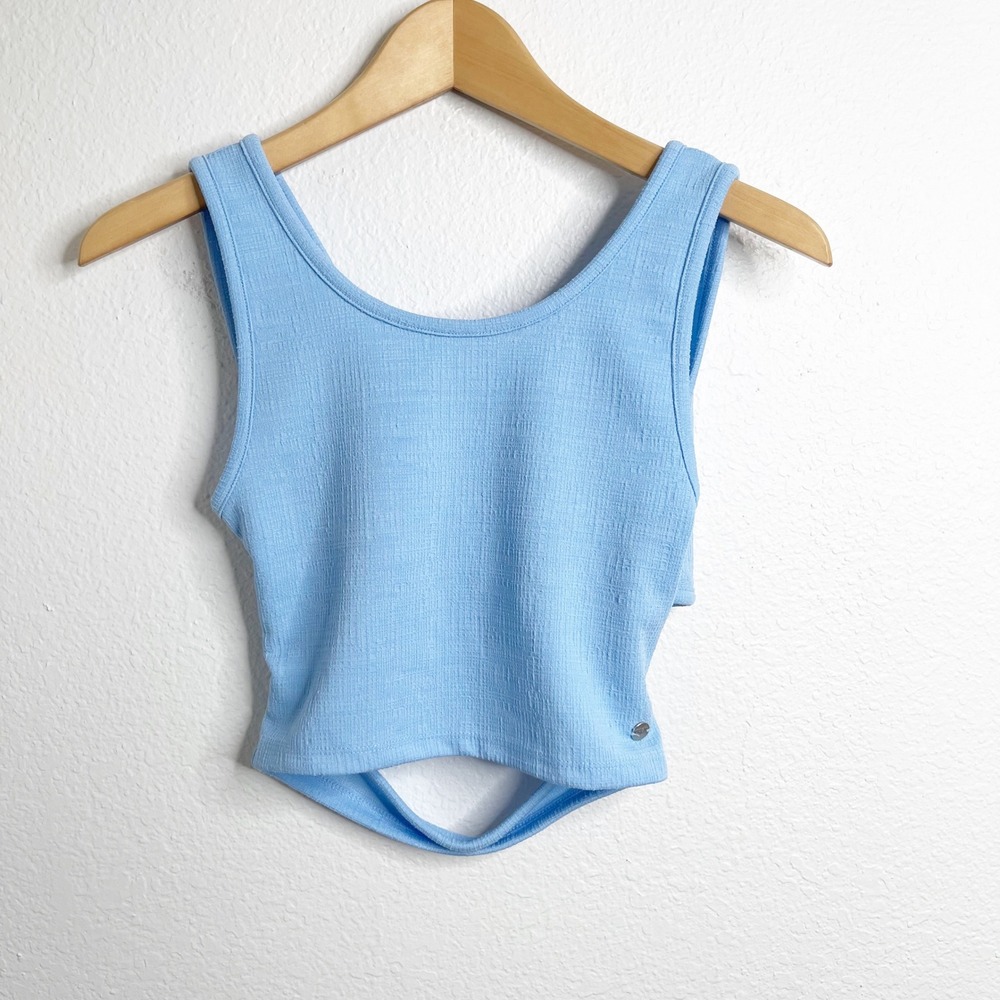 Roxy‎ Womens Light Blue Textured Wrap Back Crop Tank Top Size Small
